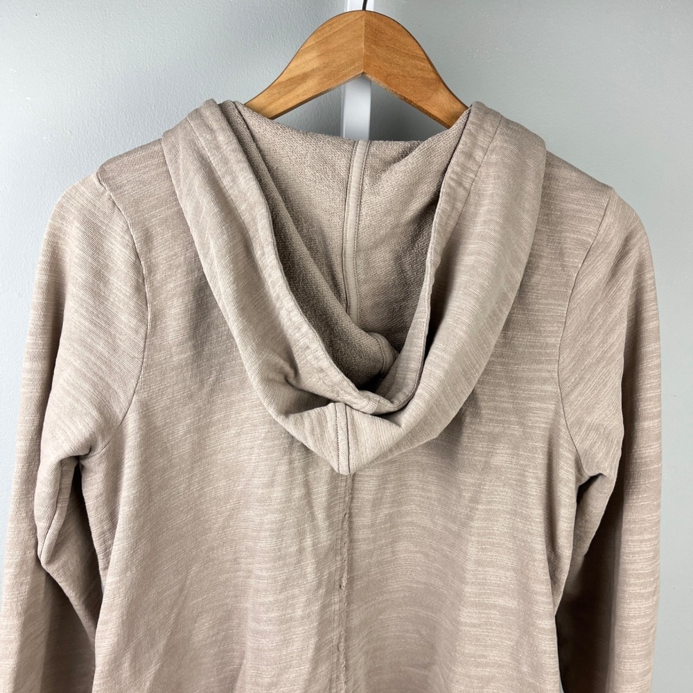 J. Jill Pure Jill Hoodie Tunic Jacket Womens S Tan Taupe Zip Up Ruffle Hem - Picture 5 of 6
